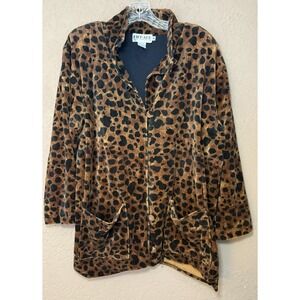 Richard And Company Women's Faux Leopard Print Jacket Coat Vintage 80s Retro M